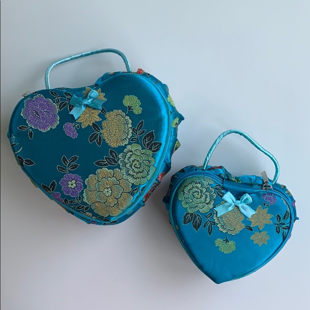 Set of 2 Blue Heart Bags/Boxes